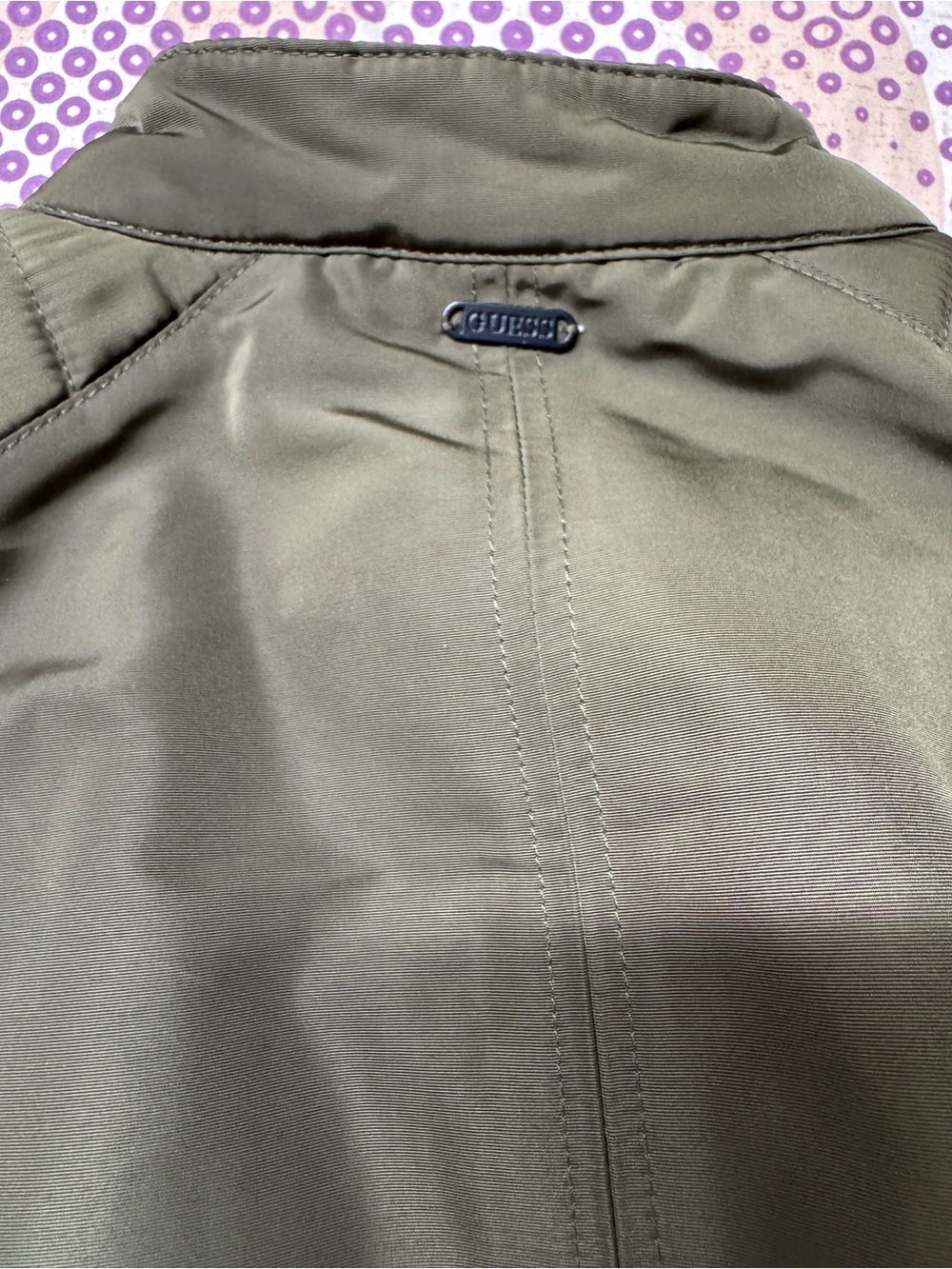 GUESS Olive Green Quilted Bomber Jacket - Picture 7 of 10